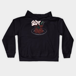 Girl Eating Spaghetti Kids Hoodie